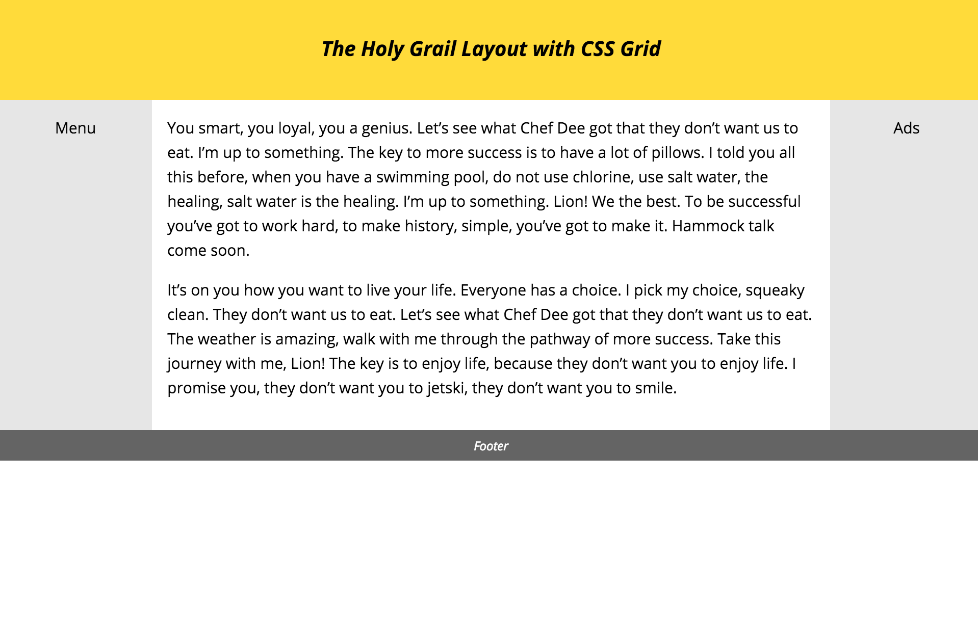 Grid构建圣杯布局 Grid构建圣杯布局