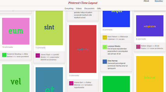 Pinterest Clone Layout