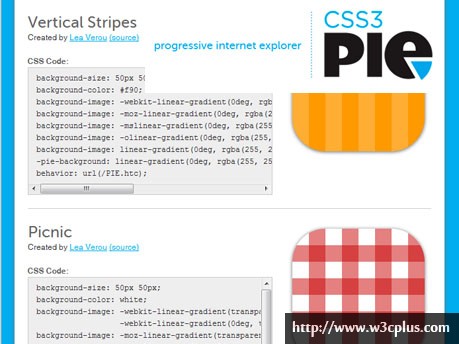 CSS3 Pie Gradient Patterns